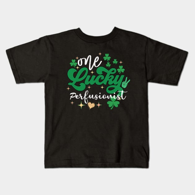 one lucky Perfusionist clover simplistic st patricks Kids T-Shirt by NIKA13